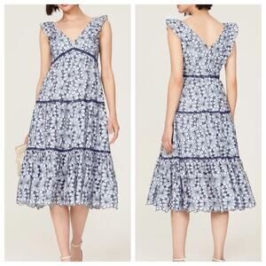 Marchesa Notte Broderie Floral Dress
